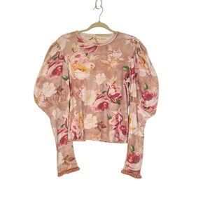 NWT Let Me Be Ernst Tee In Pink Floral Fall Long Sleeves Ribbed MSRP $135
